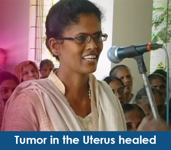 Tumor in the Uterus healed at Grace Ministry retreat prayer in Mangalore. Tumor grew day by day, the pain was so dreadful but Jesus healed her. 