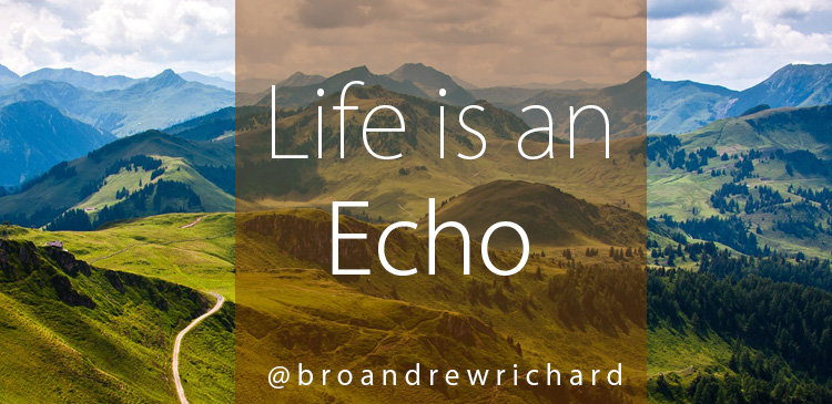 Life is an echo, What you send out comes back. What you sow, you reap. What you give, you get. What you see in others exists in you. Look for the good in every person.