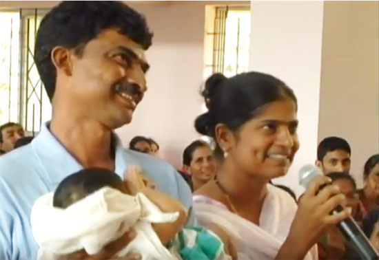 Live testimony at Grace Ministry testifying about the Miracle Baby after 4 years in Mangalore even after 4 miscarriages.