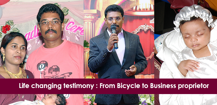 Life changing testimony of a downtrodden man who came on a bicycle at once to Grace ministry in Mangalore now owns a Travel agency of his own. 